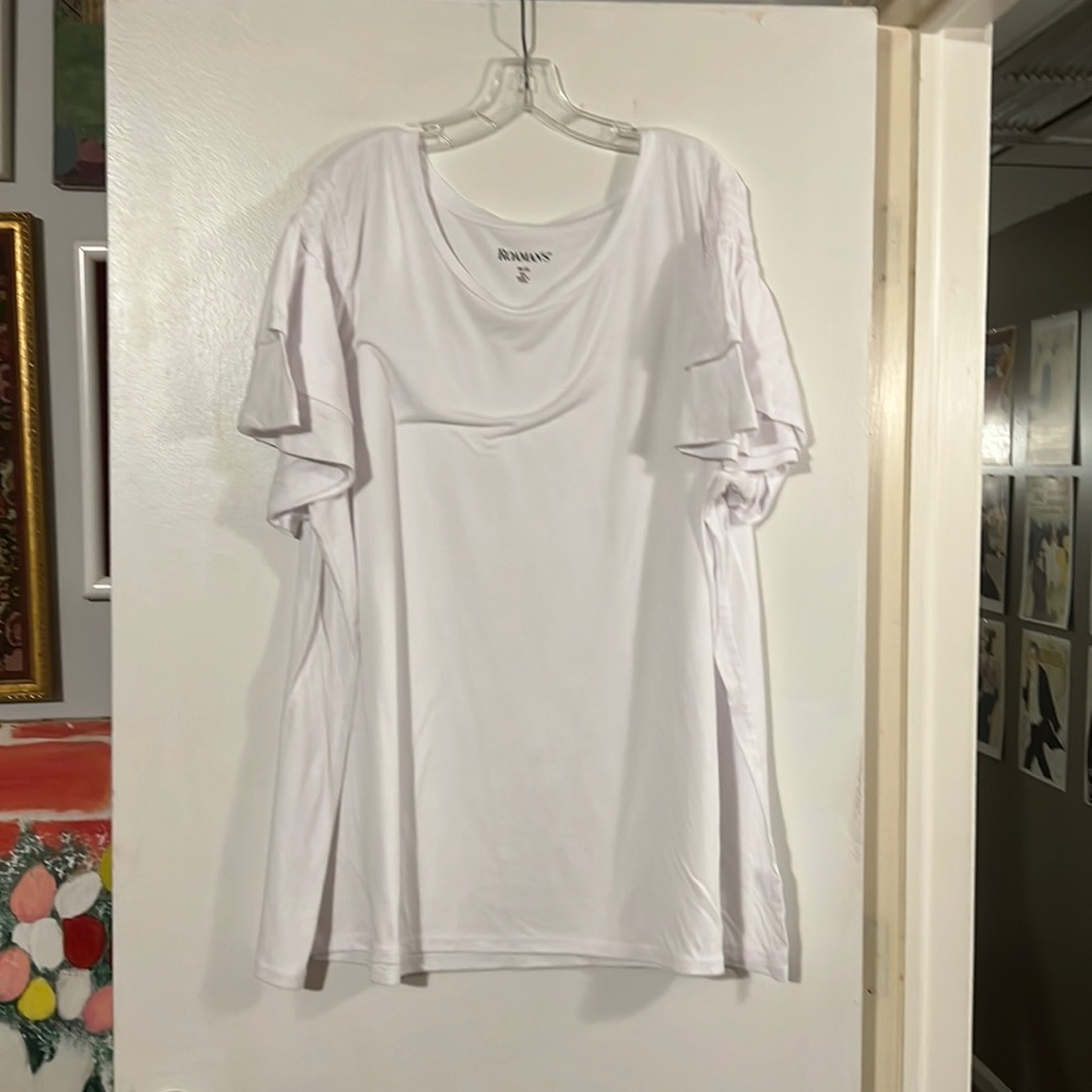Roamans white flutter sleeve tee